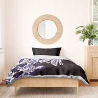 Monstera Plumeria Flowers Purple Bedding Set Polynesian Pattern