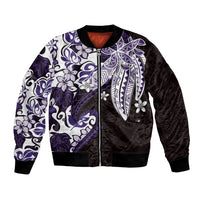 Monstera Plumeria Flowers Purple Bomber Jacket Polynesian Pattern LT01 Unisex Purple - Polynesian Pride