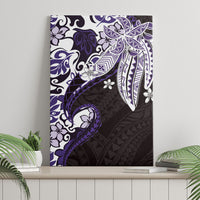 Monstera Plumeria Flowers Purple Canvas Wall Art Polynesian Pattern