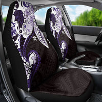 Monstera Plumeria Flowers Purple Car Seat Cover Polynesian Pattern