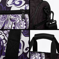 Monstera Plumeria Flowers Purple Duffle Bag Polynesian Pattern