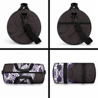 Monstera Plumeria Flowers Purple Duffle Bag Polynesian Pattern