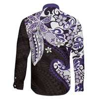 Monstera Plumeria Flowers Purple Family Matching Long Sleeve Bodycon Dress and Hawaiian Shirt Polynesian Pattern