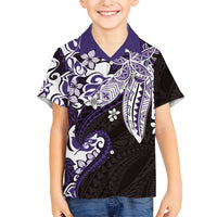 Monstera Plumeria Flowers Purple Family Matching Mermaid Dress and Hawaiian Shirt Polynesian Pattern