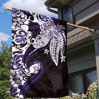Monstera Plumeria Flowers Purple Garden Flag Polynesian Pattern