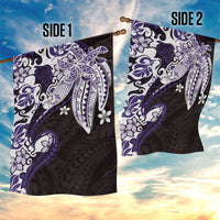 Monstera Plumeria Flowers Purple Garden Flag Polynesian Pattern