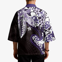 Monstera Plumeria Flowers Purple Kimono Polynesian Pattern