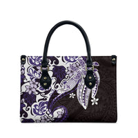 Monstera Plumeria Flowers Purple Leather Bag Polynesian Pattern LT01 - Polynesian Pride