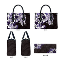 Monstera Plumeria Flowers Purple Leather Bag Polynesian Pattern LT01 - Polynesian Pride