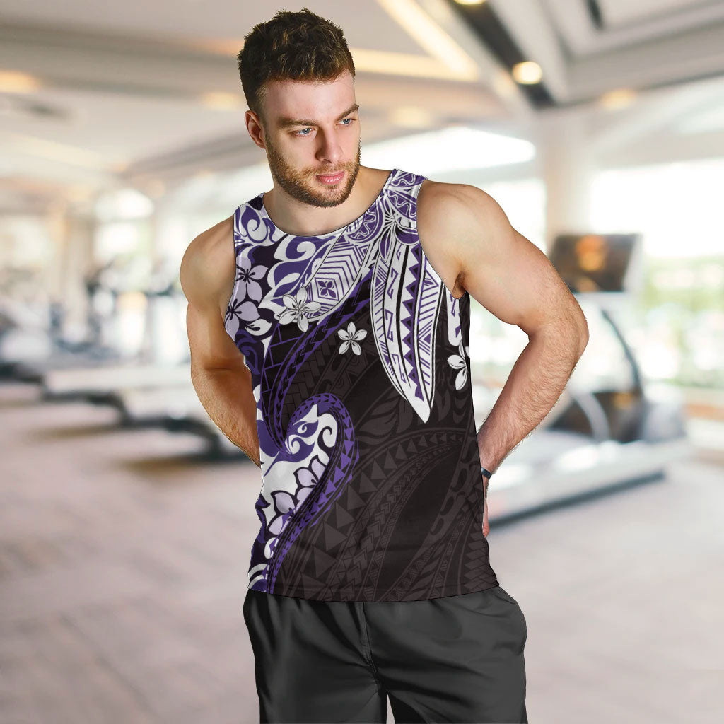 Monstera Plumeria Flowers Purple Men Tank Top Polynesian Pattern LT01 Purple - Polynesian Pride