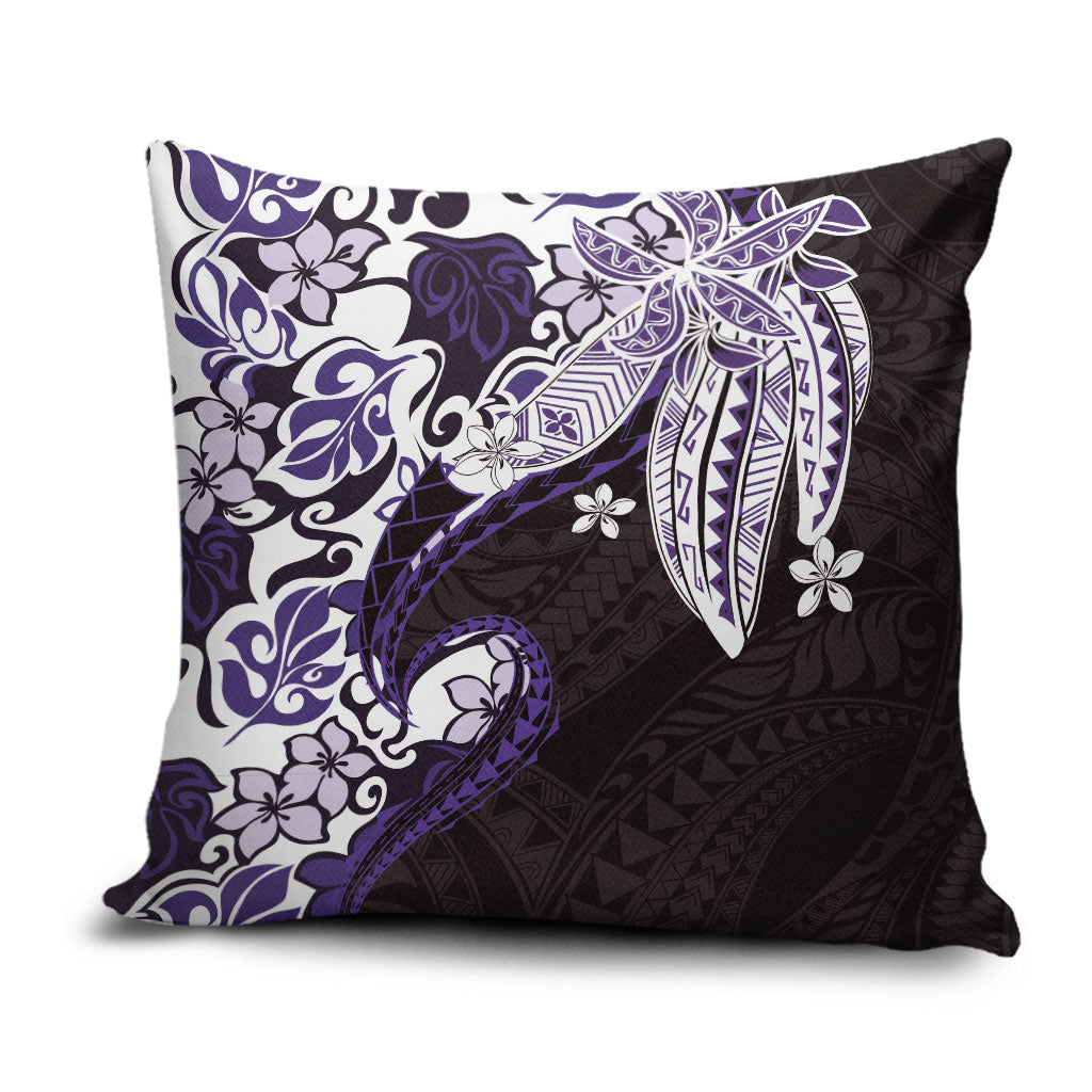 Monstera Plumeria Flowers Purple Pillow Cover Polynesian Pattern LT01 Purple - Polynesian Pride