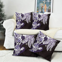 Monstera Plumeria Flowers Purple Pillow Cover Polynesian Pattern