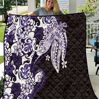 Monstera Plumeria Flowers Purple Quilt Polynesian Pattern LT01 Purple - Polynesian Pride