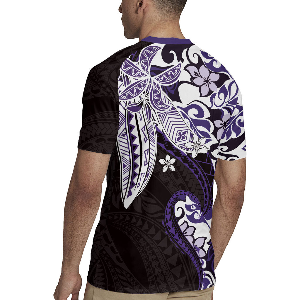 Monstera Plumeria Flowers Purple Rugby Jersey Polynesian Pattern LT01 - Polynesian Pride