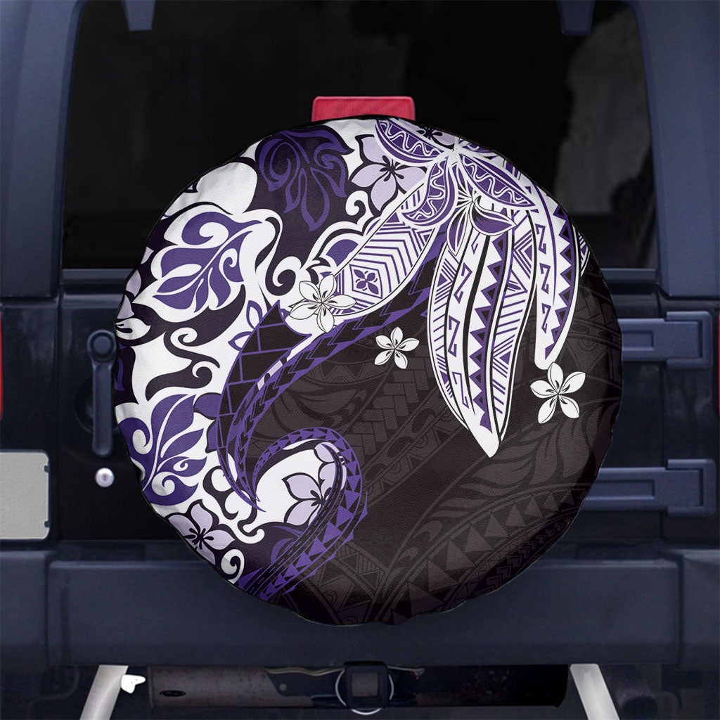 Monstera Plumeria Flowers Purple Spare Tire Cover Polynesian Pattern LT01 No hole Purple - Polynesian Pride