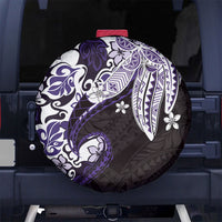 Monstera Plumeria Flowers Purple Spare Tire Cover Polynesian Pattern