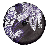 Monstera Plumeria Flowers Purple Spare Tire Cover Polynesian Pattern