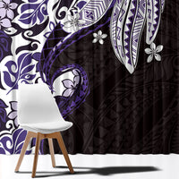 Monstera Plumeria Flowers Purple Window Curtain Polynesian Pattern