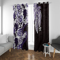 Monstera Plumeria Flowers Purple Window Curtain Polynesian Pattern