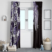 Monstera Plumeria Flowers Purple Window Curtain Polynesian Pattern