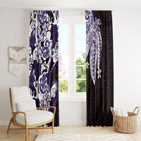 Monstera Plumeria Flowers Purple Window Curtain Polynesian Pattern