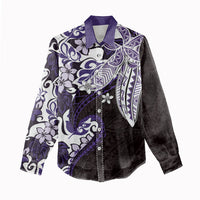 Monstera Plumeria Flowers Purple Women Casual Shirt Polynesian Pattern LT01 - Polynesian Pride