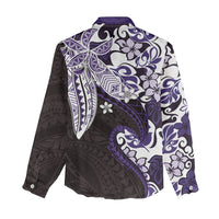 Monstera Plumeria Flowers Purple Women Casual Shirt Polynesian Pattern LT01 - Polynesian Pride