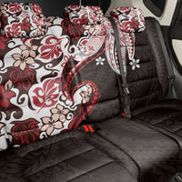 Monstera Plumeria Flowers Red Back Car Seat Cover Polynesian Pattern