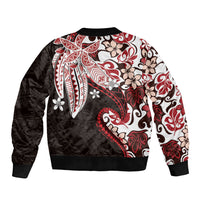 Monstera Plumeria Flowers Red Bomber Jacket Polynesian Pattern LT01 - Polynesian Pride