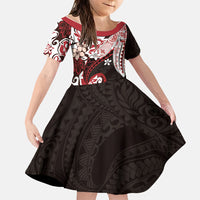 Monstera Plumeria Flowers Red Family Matching Long Sleeve Bodycon Dress and Hawaiian Shirt Polynesian Pattern