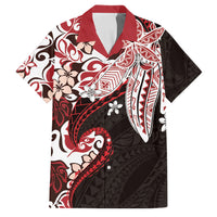 Monstera Plumeria Flowers Red Family Matching Mermaid Dress and Hawaiian Shirt Polynesian Pattern LT01 Dad's Shirt - Short Sleeve Red - Polynesian Pride