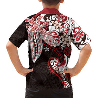 Monstera Plumeria Flowers Red Family Matching Puletasi and Hawaiian Shirt Polynesian Pattern LT01 - Polynesian Pride