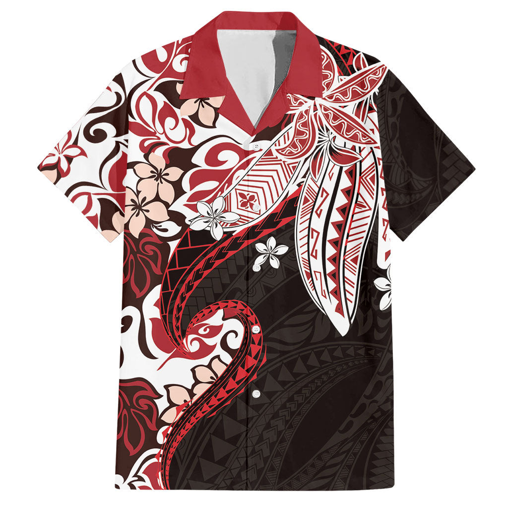 Monstera Plumeria Flowers Red Hawaiian Shirt Polynesian Pattern LT01 Red - Polynesian Pride