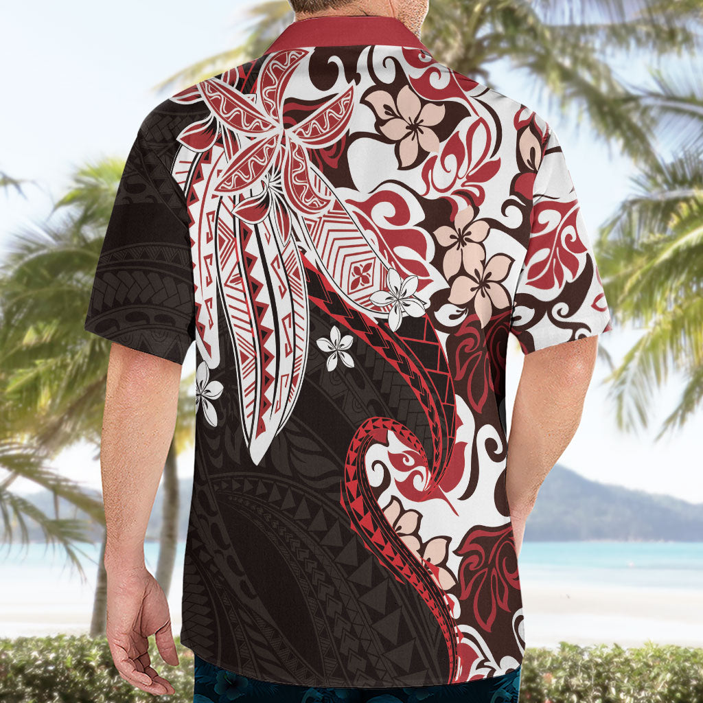 Monstera Plumeria Flowers Red Hawaiian Shirt Polynesian Pattern LT01 - Polynesian Pride