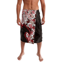 Monstera Plumeria Flowers Red Lavalava Polynesian Pattern