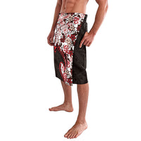 Monstera Plumeria Flowers Red Lavalava Polynesian Pattern