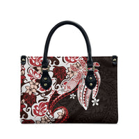 Monstera Plumeria Flowers Red Leather Bag Polynesian Pattern LT01 - Polynesian Pride