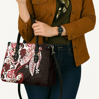 Monstera Plumeria Flowers Red Leather Bag Polynesian Pattern LT01 - Polynesian Pride