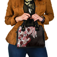Monstera Plumeria Flowers Red Shoulder Handbag Polynesian Pattern LT01 - Polynesian Pride