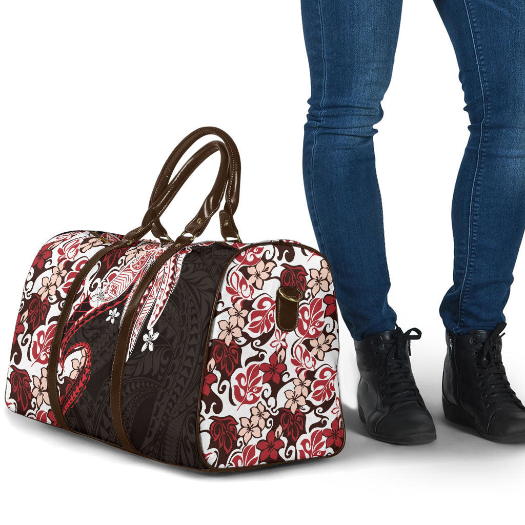 Monstera Plumeria Flowers Red Travel Bag Polynesian Pattern LT01 - Polynesian Pride