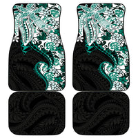 Monstera Plumeria Flowers Teal Car Mats Polynesian Pattern