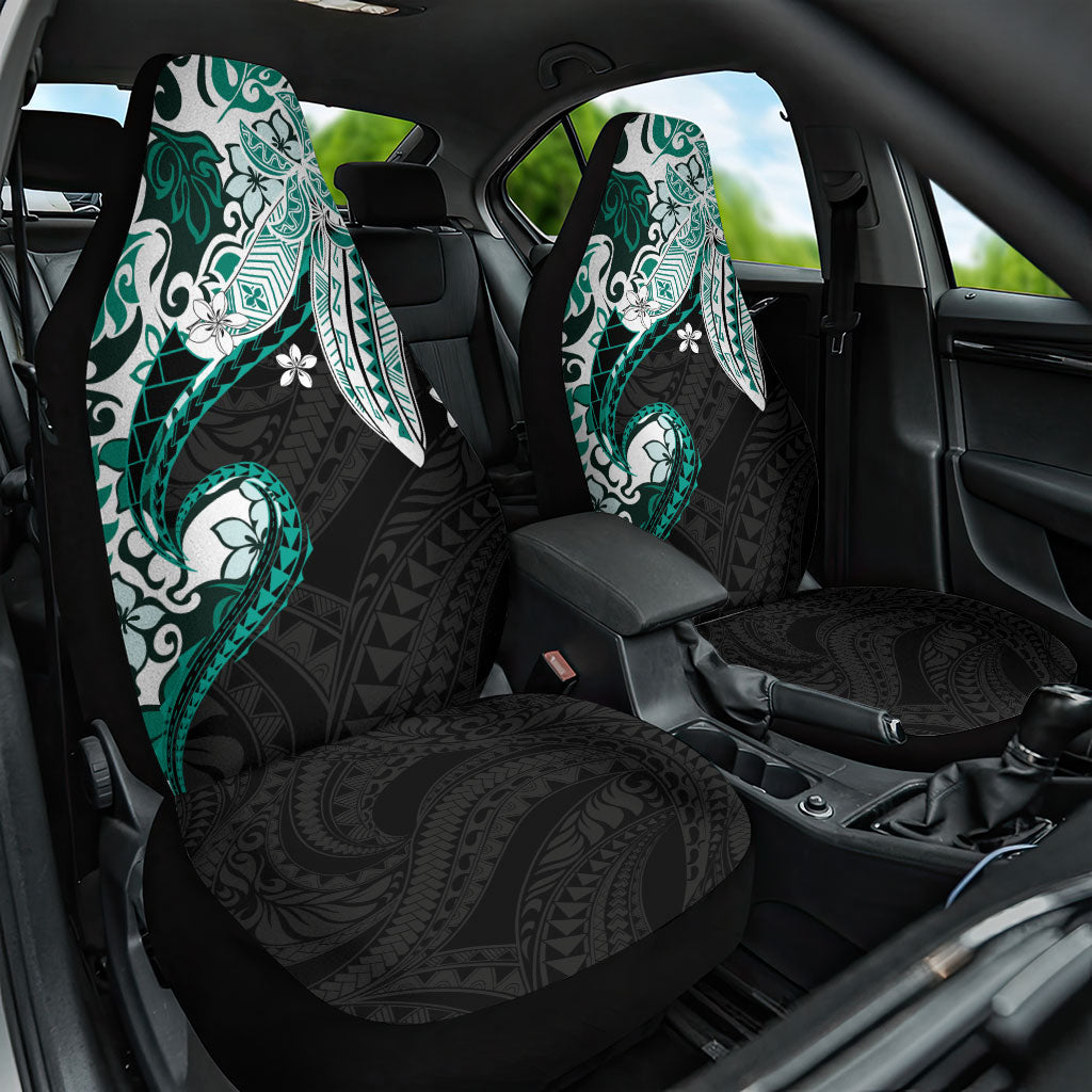 Monstera Plumeria Flowers Teal Car Seat Cover Polynesian Pattern LT01 One Size Teal - Polynesian Pride