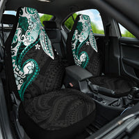 Monstera Plumeria Flowers Teal Car Seat Cover Polynesian Pattern