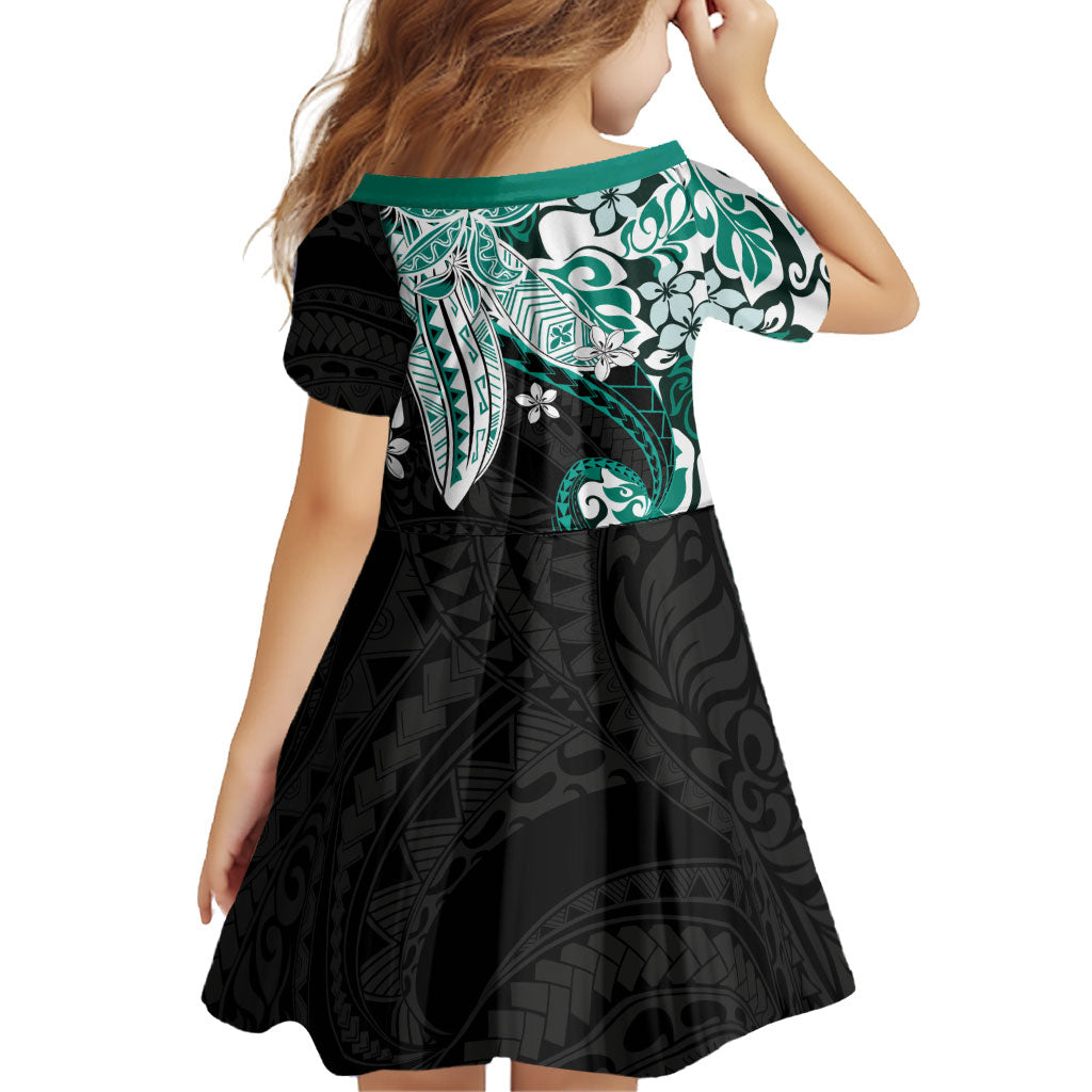 Monstera Plumeria Flowers Teal Family Matching Summer Maxi Dress and Hawaiian Shirt Polynesian Pattern LT01 - Polynesian Pride
