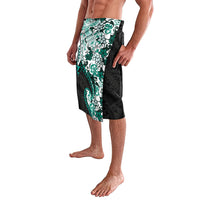Monstera Plumeria Flowers Teal Lavalava Polynesian Pattern