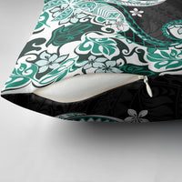 Monstera Plumeria Flowers Teal Pillow Cover Polynesian Pattern LT01 - Polynesian Pride