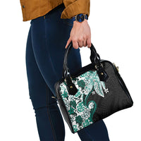 Monstera Plumeria Flowers Teal Shoulder Handbag Polynesian Pattern LT01 - Polynesian Pride
