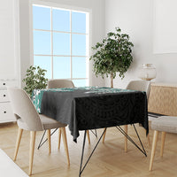 Monstera Plumeria Flowers Teal Tablecloth Polynesian Pattern