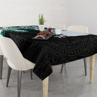 Monstera Plumeria Flowers Teal Tablecloth Polynesian Pattern