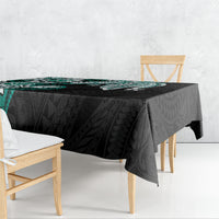 Monstera Plumeria Flowers Teal Tablecloth Polynesian Pattern